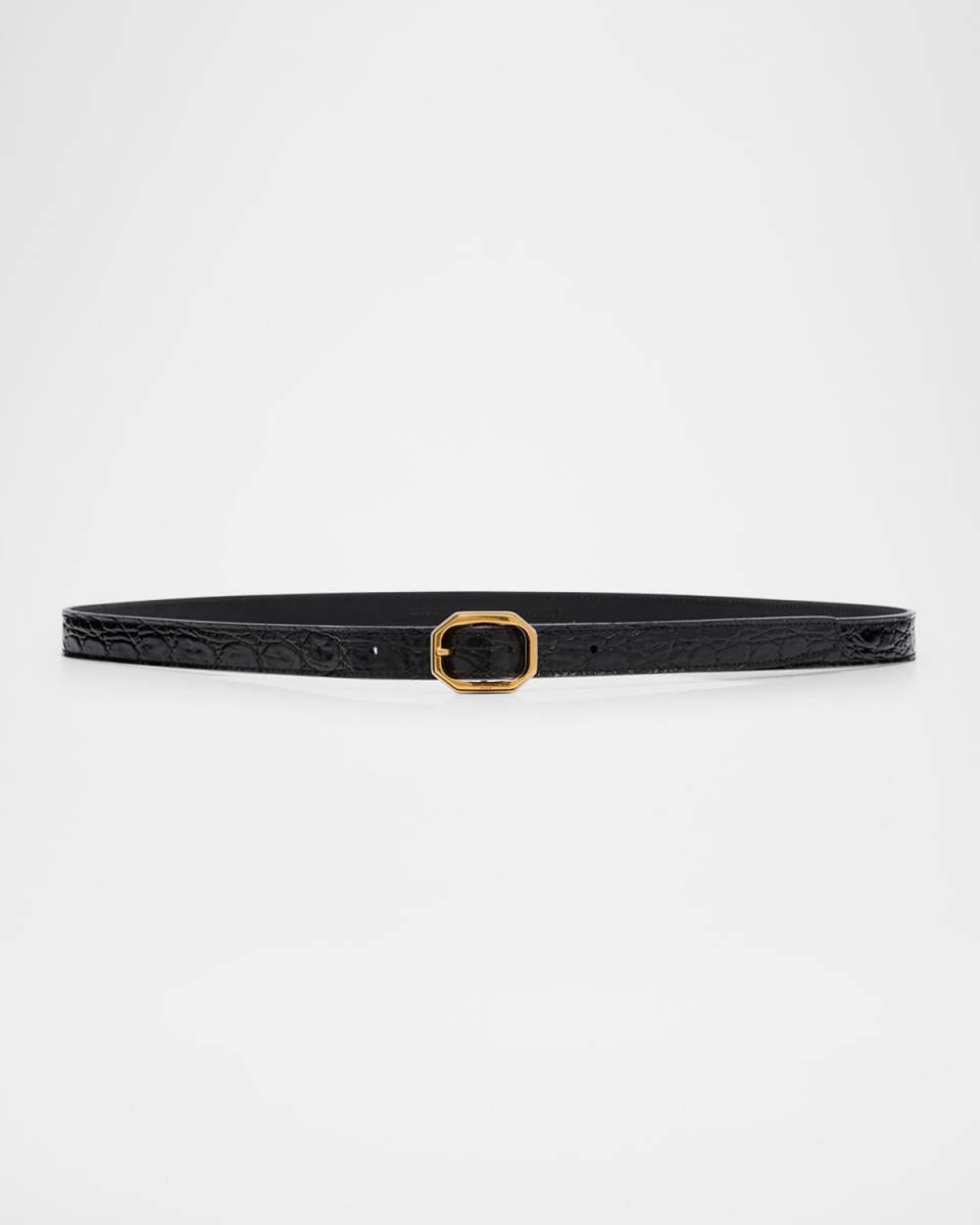 Ceinture Croc-Embossed Leather Belt